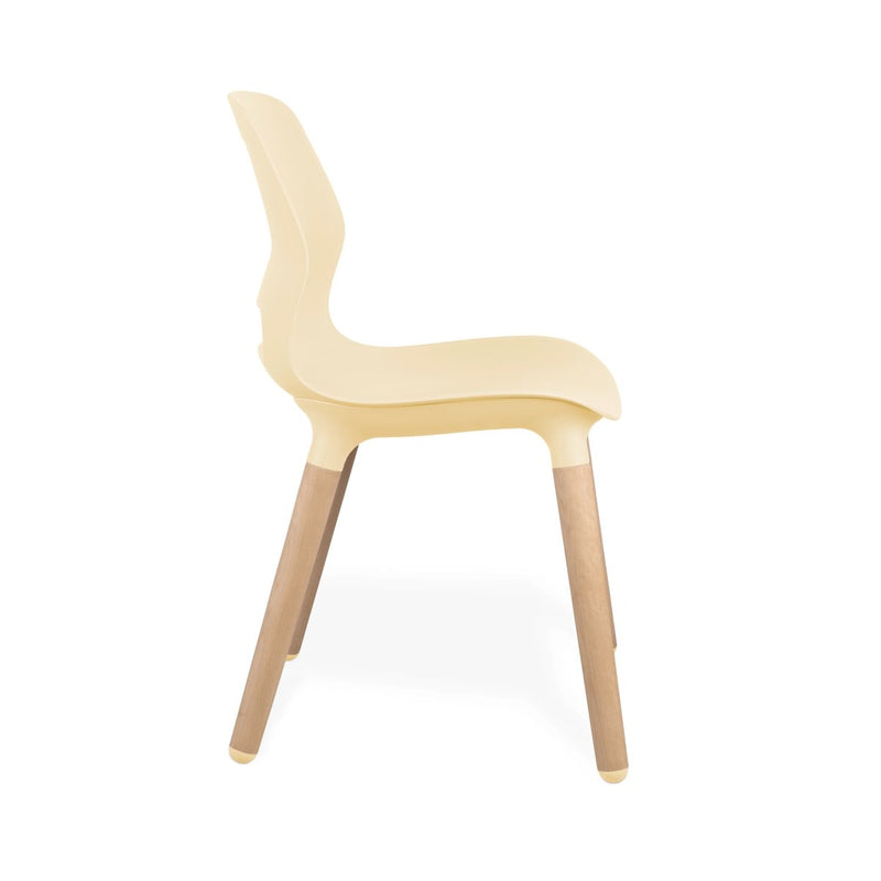 JUN WOOD - Chair with Wooden Frame and shell OYSTER WHITE