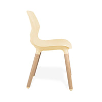 JUN WOOD - Chair with Wooden Frame and shell OYSTER WHITE