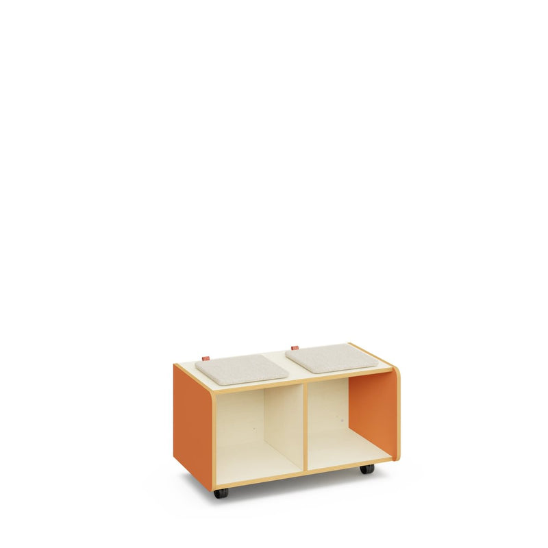 KI – Tiered Low Cabinet – White Maple Interior – Terracotta Nova Exterior Finish