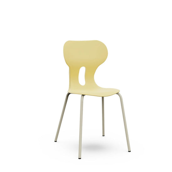 LIA BASIC – Plastic Chair with Metal Frame Warm Grey – Light Yellow – Size 6