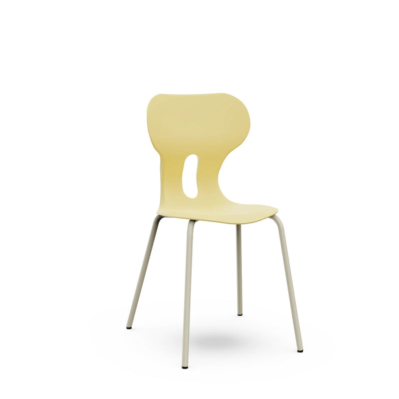 LIA BASIC – Plastic Chair with Metal Frame Warm Grey – Light Yellow – Size 6