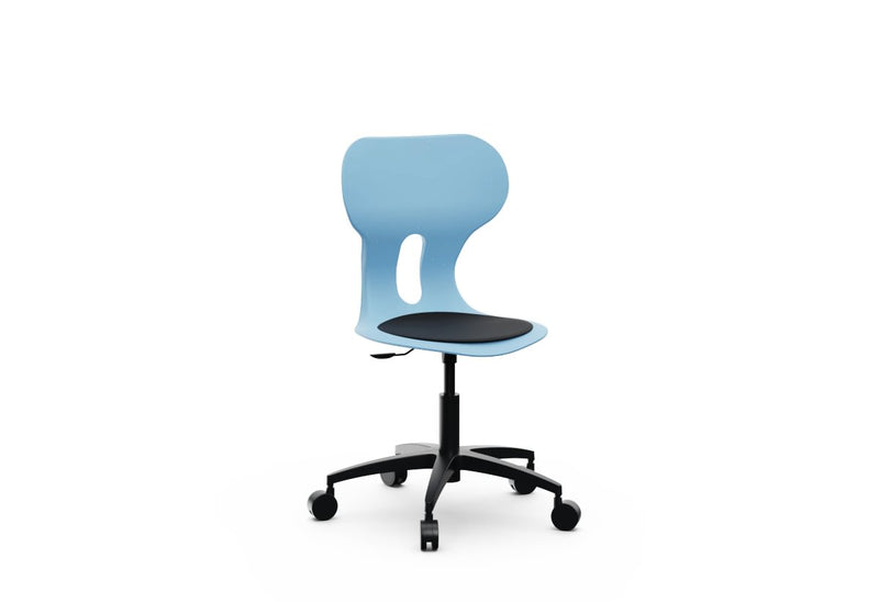 LIA BIG LIFT – Swivel Plastic Chair, Gas Lift, Wheeled Base – Ocean Blue