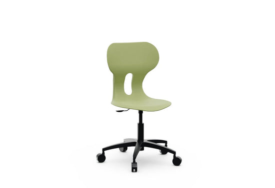LIA BIG LIFT – Swivel Plastic Chair, Gas Lift, Wheeled Base – Olive Green