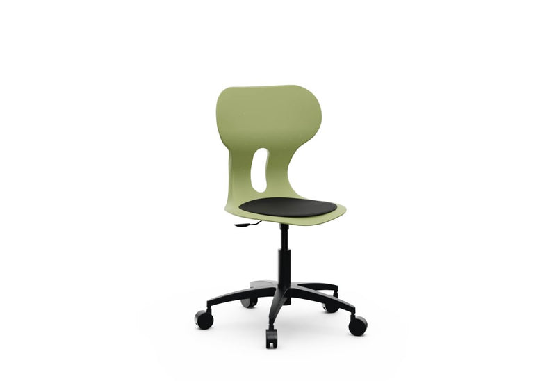 LIA BIG LIFT – Swivel Plastic Chair, Gas Lift, Wheeled Base – Olive Green