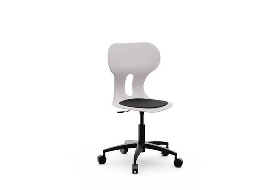 LIA BIG LIFT – Swivel Plastic Chair, Gas Lift, Wheeled Base – Stone Grey