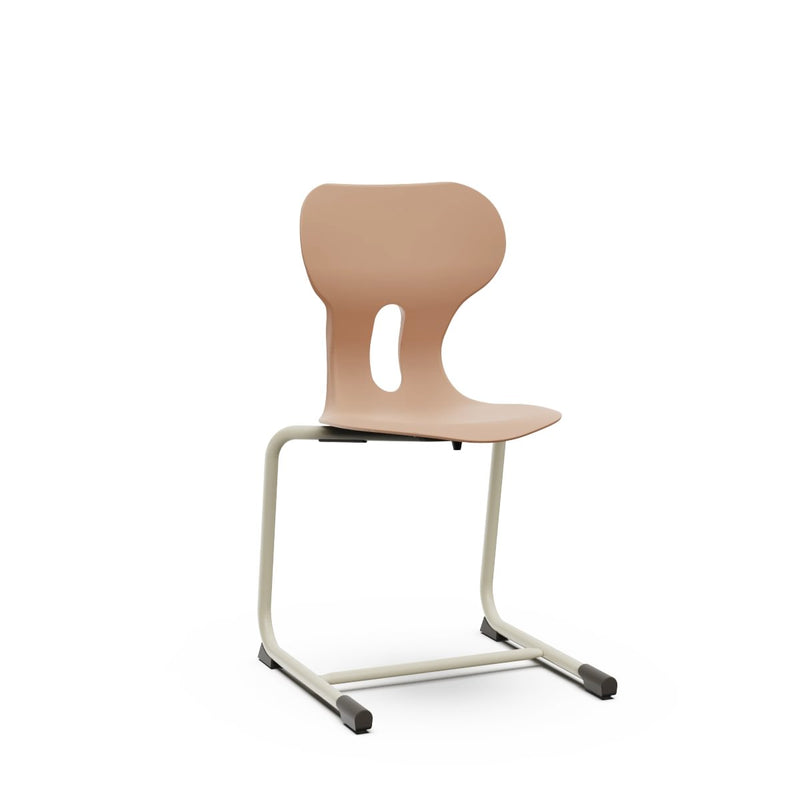 LIA CANTILEVER ST – Plastic Chair with Cantilever Metal Frame Warm Grey – Light Terracotta – Size 6