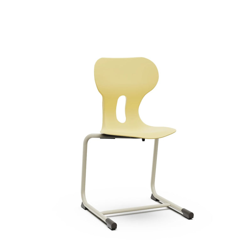 LIA CANTILEVER ST – Plastic Chair with Cantilever Metal Frame Warm Grey – Light Yellow – Size 5