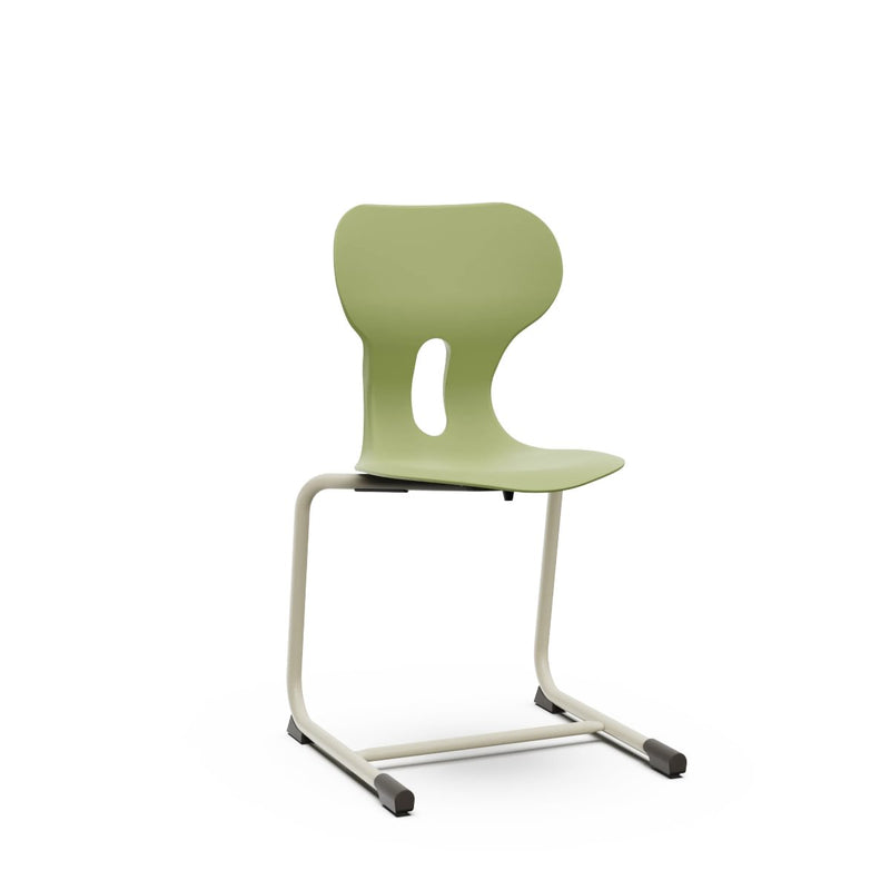 LIA CANTILEVER ST – Plastic Chair with Cantilever Metal Frame Warm Grey – Olive Green – Size 5