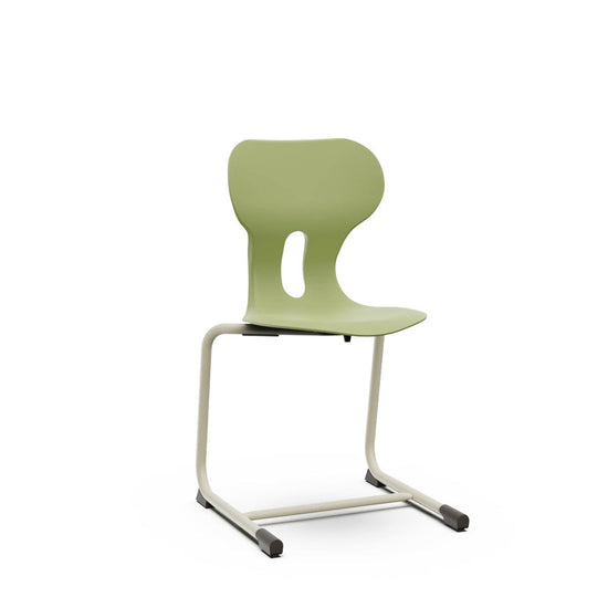 LIA CANTILEVER ST – Plastic Chair with Cantilever Metal Frame Warm Grey – Olive Green – Size 6