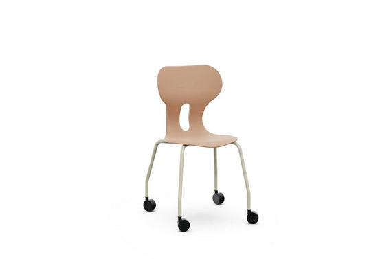 LIA CASTOR – Plastic Chair with Metal Frame Warm Grey – Light Terracotta – Size 5