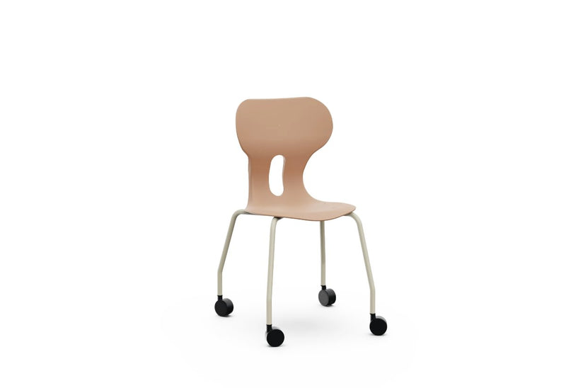 LIA CASTOR – Plastic Chair with Metal Frame Warm Grey – Light Terracotta – Size 5