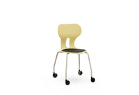 LIA STORE – Chair with Polypropylene Base and Castors, Lower Tray – Light Yellow