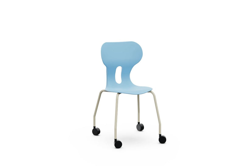 LIA CASTOR – Plastic Chair with Metal Frame Warm Grey – Ocean Blue – Size 4