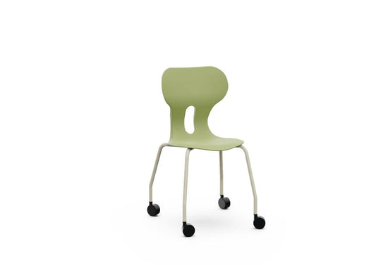 LIA CASTOR – Plastic Chair with Metal Frame Warm Grey – Olive Green – Size 6