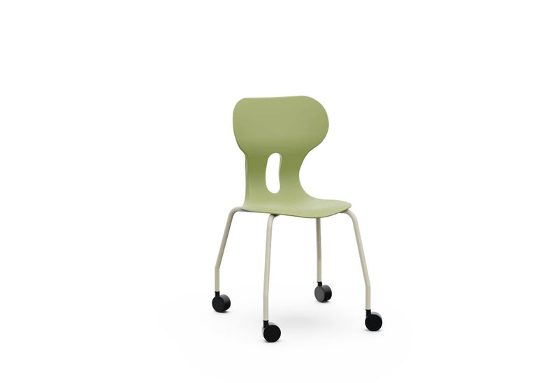 LIA CASTOR – Plastic Chair with Metal Frame Warm Grey – Olive Green – Size 5