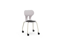 LIA TABLE – Chair with PP Base and Castors, Folding Writing Tablet, Lower Tray – Stone Grey