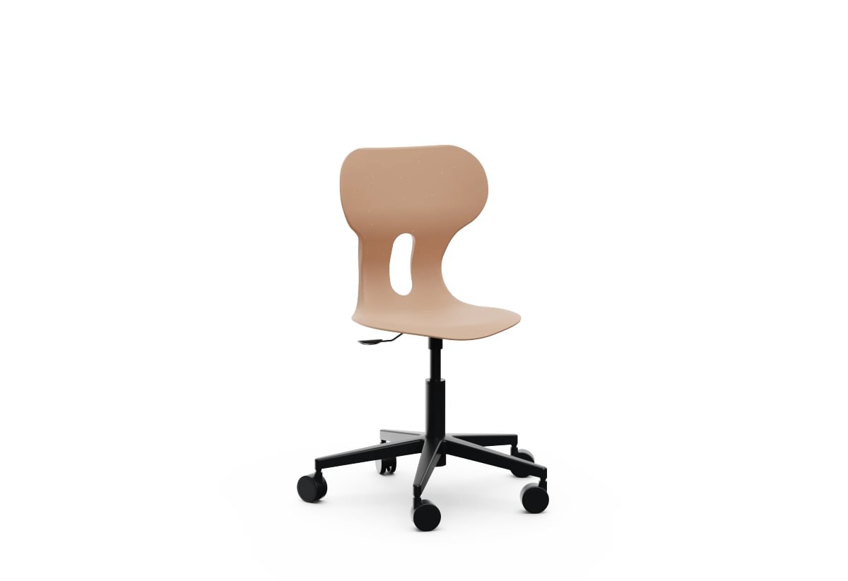 LIA LIFT – Swivel Plastic Chair, Gas Lift, Wheeled Base – Light Terracotta