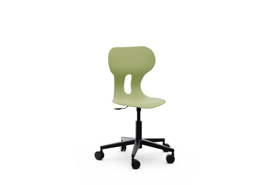 LIA LIFT – Swivel Plastic Chair, Gas Lift, Wheeled Base – Olive Green