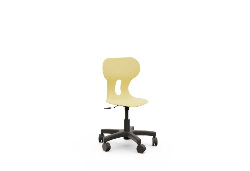 LIA MINI LIFT – Swivel Plastic Chair, Gas Lift, Wheeled Base – Light Yellow