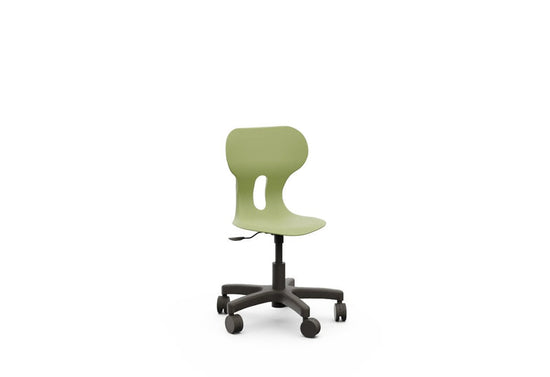 LIA MINI LIFT – Swivel Plastic Chair, Gas Lift, Wheeled Base – Olive Green