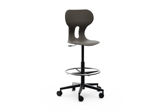 LIA STOOL – Swivel Plastic Chair, Gas Lift, Wheeled Base – Graphite Black