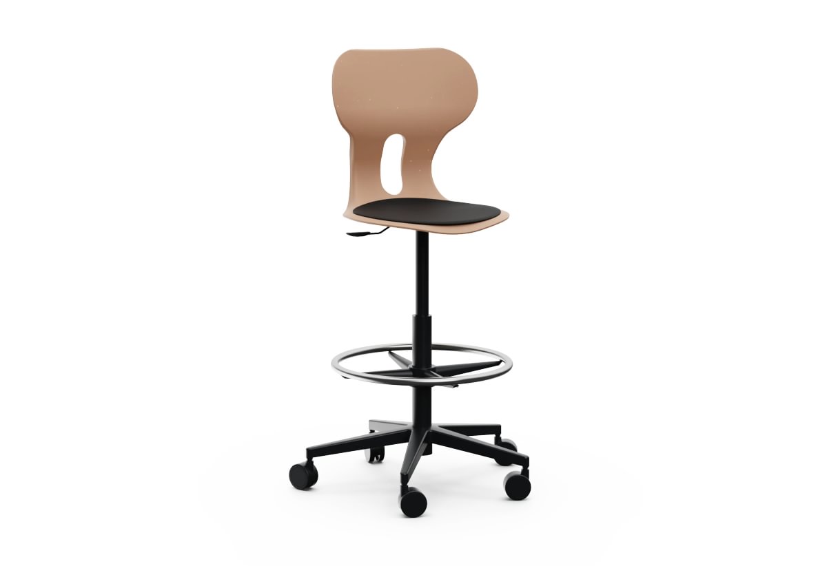 LIA STOOL – Swivel Plastic Chair, Gas Lift, Wheeled Base – Light Terracotta
