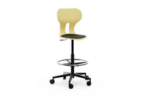 LIA STOOL – Swivel Plastic Chair, Gas Lift, Wheeled Base – Light Yellow