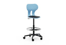 LIA STOOL – Swivel Plastic Chair, Gas Lift, Wheeled Base – Ocean Blue