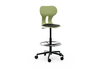 LIA STOOL – Swivel Plastic Chair, Gas Lift, Wheeled Base – Olive Green