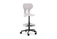LIA STOOL – Swivel Plastic Chair, Gas Lift, Wheeled Base – Stone Grey
