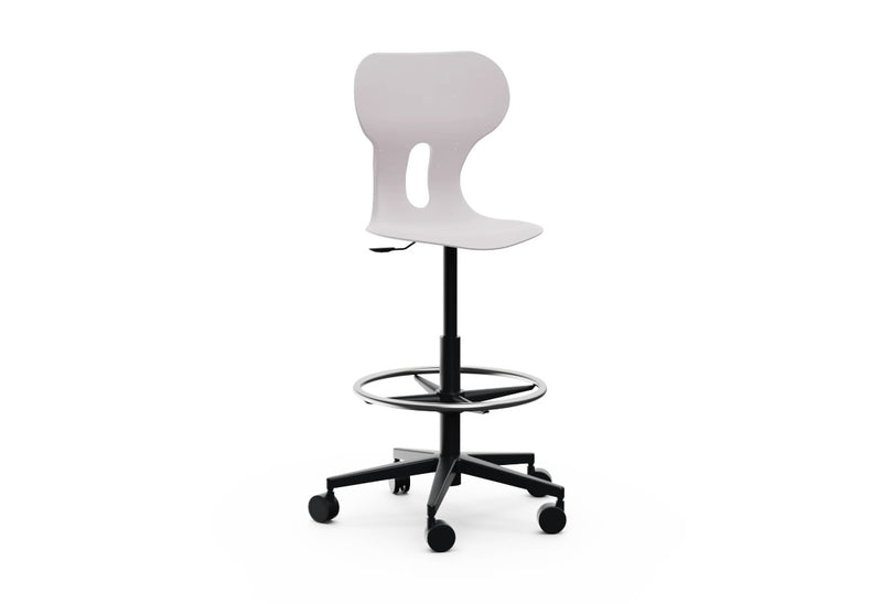 LIA STOOL – Swivel Plastic Chair, Gas Lift, Wheeled Base – Stone Grey