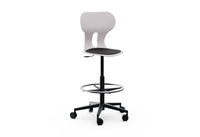 LIA STOOL – Swivel Plastic Chair, Gas Lift, Wheeled Base – Stone Grey