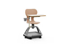 LIA TABLE – Chair with PP Base and Castors, Folding Writing Tablet, Lower Tray – Light Terracotta