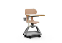 LIA TABLE – Chair with PP Base and Castors, Folding Writing Tablet, Lower Tray – Light Terracotta