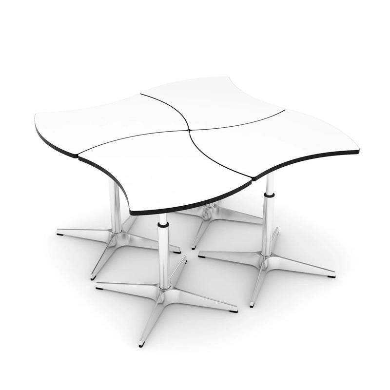 LOUISE – Low table with four star base. High adjustable with chromed gaslift