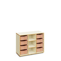 LUCY - Cabinet maple white with 3 columns and 8 large light blue trays