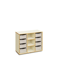LUCY - Cabinet maple white with 3 columns and 8 large warm grey trays