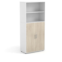 MAUD - Cabinet Maple Blanc with 2 upper, 3 inner compartments and 2 blue glaciar doors with lock