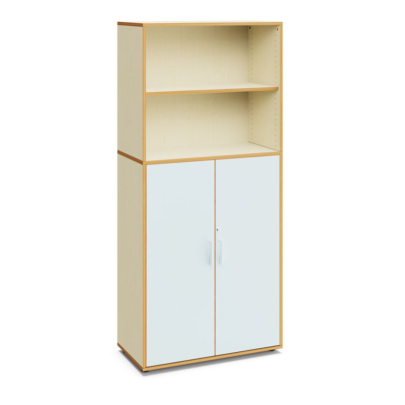 MAUD - Cabinet Maple Blanc with 2 upper, 3 inner compartments and 2 blue glaciar doors with lock