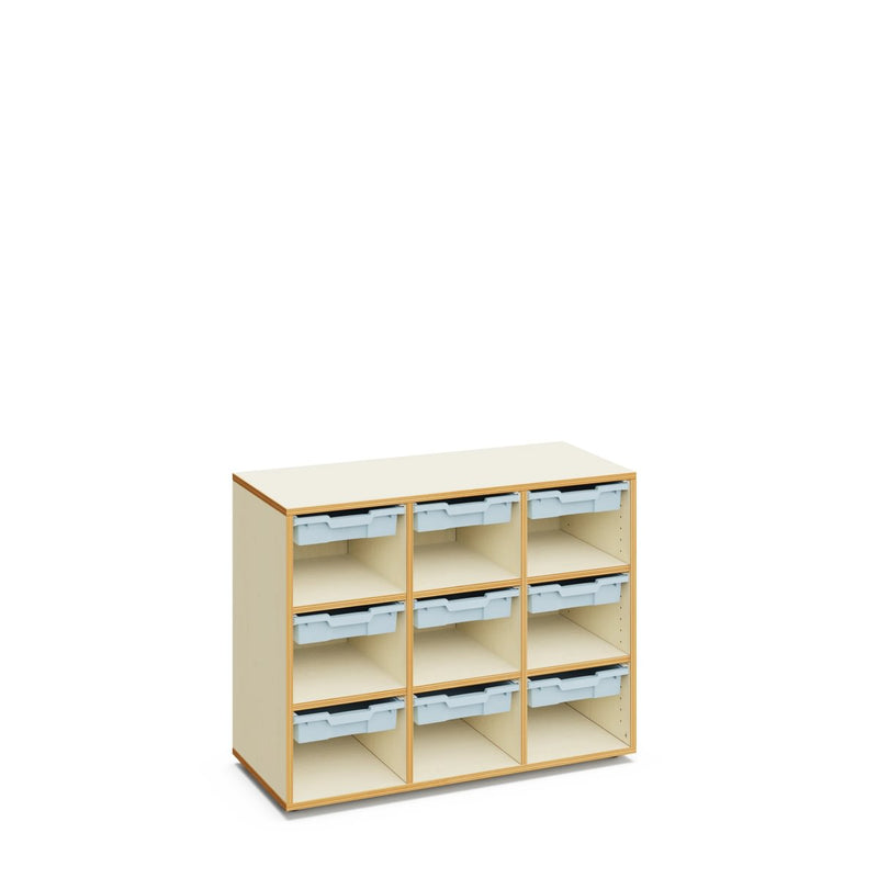 MERIT - Cabinet with 9 spaces and 9 Turquoise small trays