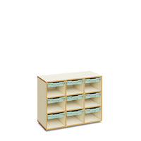 MERIT - Cabinet Maple White with 9 spaces and 9 Light Mint small trays