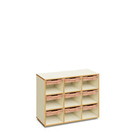 MERIT - Cabinet Maple White with 9 spaces and 9 Light terracota small trays
