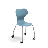 MIA CASTORS - Plastic chair. Metal frame. Warm Grey-  4 legs with castors. Navy blue. Size 6