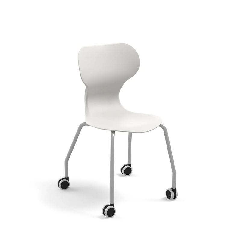 MIA CASTORS - Plastic chair. Metal frame. 4 legs with castors. Navy blue. Size 6