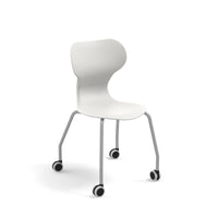 MIA CASTORS - Plastic chair. Metal frame. 4 legs with castors. Terracotta red. Size 6