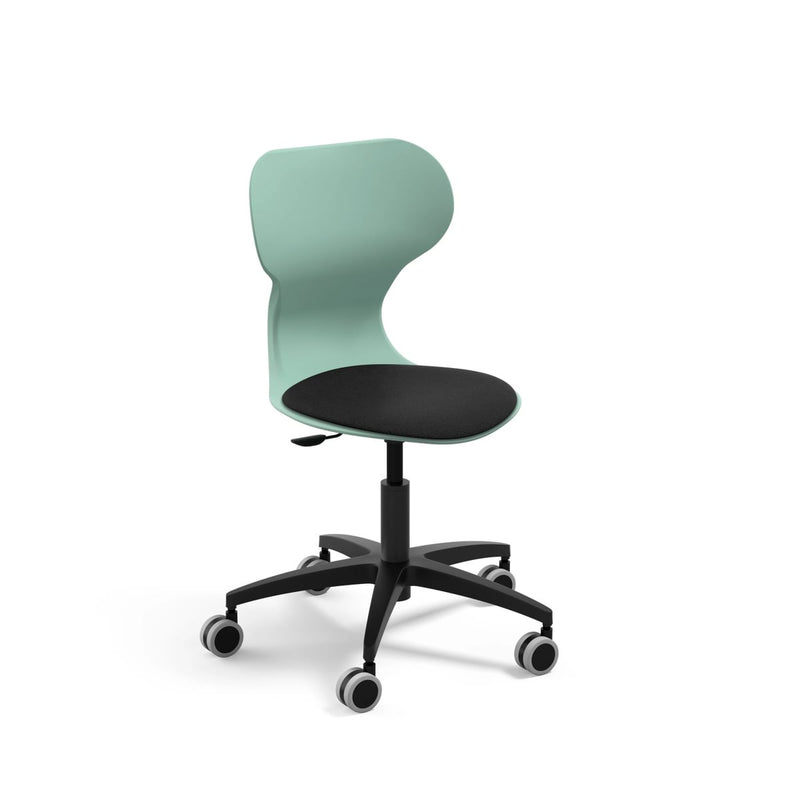 MIA LIFT - Swivel plastic chair with castors. Stroke gas lift. Adjustable height S5-S7. Mint green