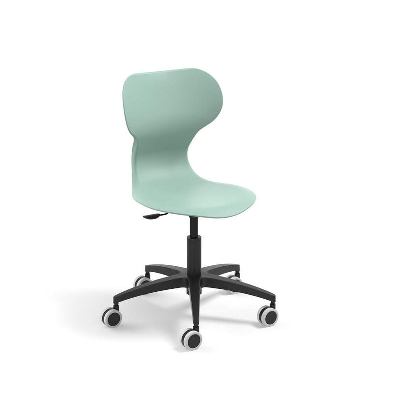 MIA LIFT - Swivel plastic chair with castors. Stroke gas lift. Adjust.height S5-S7. Terracotta red