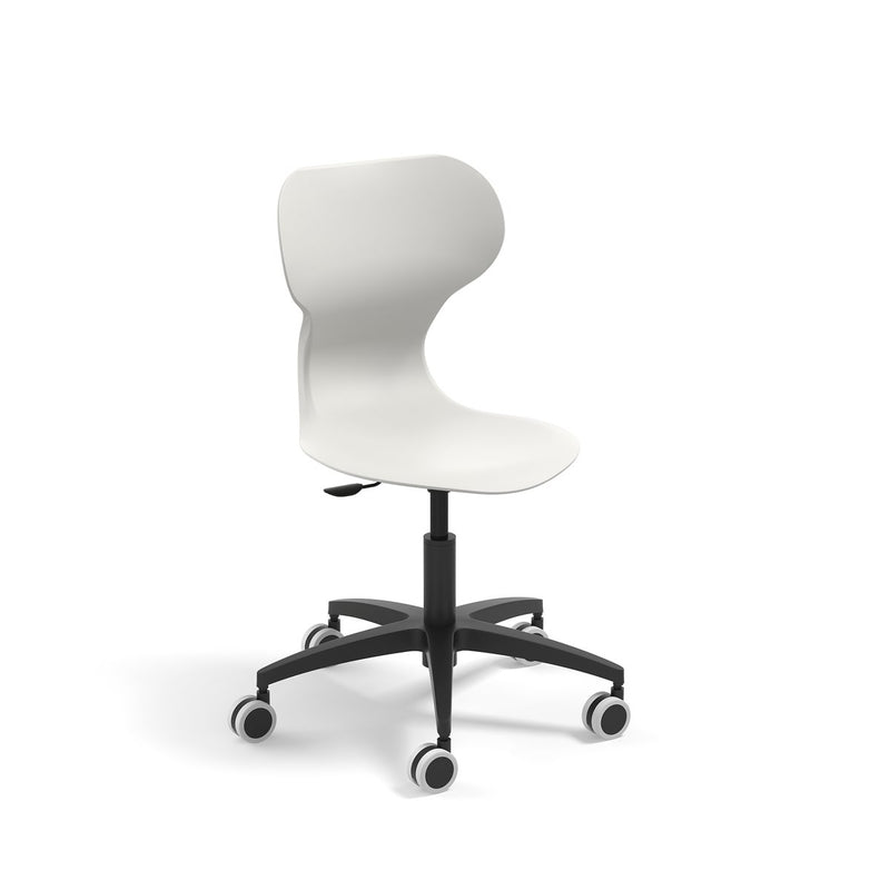 MIA LIFT - Swivel plastic chair with castors. Stroke gas lift. Adjustable height S5-S7. Ivory white