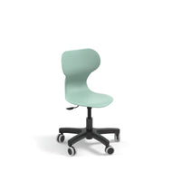 MIA MINI LIFT - Swivel plastic low chair, gas lift and castors. Yellow Ocre