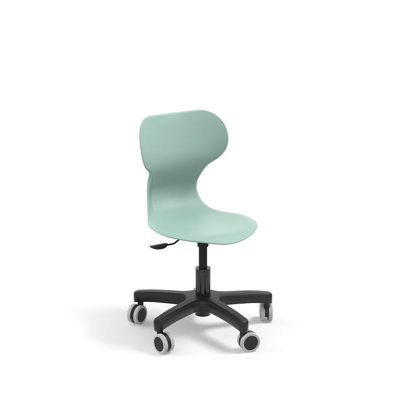 MIA MINI LIFT - Swivel plastic low chair, gas lift and castors. Navy blue